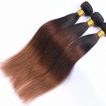 Load image into Gallery viewer, Luxury Brazilian Three Tone Ombre Auburn #30 Straight Hair Extensions + Frontal
