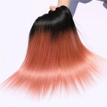 Load image into Gallery viewer, Luxury Brazilian Pink Rose Gold Ombre Straight Virgin Human Hair Extensions
