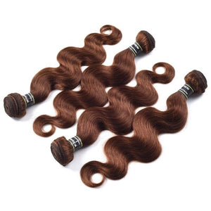 Luxury Body Wave Medium Chocolate Brown #4 Peruvian Virgin Human Hair Extensions