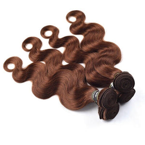 Luxury Body Wave Medium Chocolate Brown #4 Peruvian Virgin Human Hair Extensions