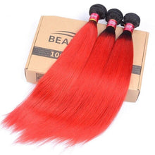 Load image into Gallery viewer, Luxury Brazilian Straight Dark Roots Hot Red Ombre Virgin Human Hair Extensions
