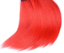 Load image into Gallery viewer, Luxury Brazilian Straight Dark Roots Hot Red Ombre Virgin Human Hair Extensions
