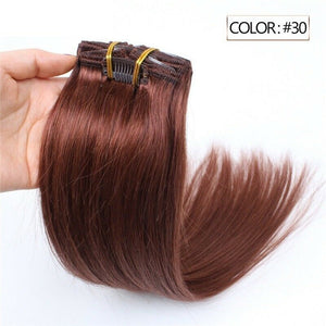 Luxury Clip In Human Hair Extensions #30 Auburn Remy Silky Straight 7pcs 100g