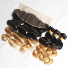 Load image into Gallery viewer, Luxury Brazilian Two Tone Honey Blonde Body Wave Ombre Hair Extensions + Frontal
