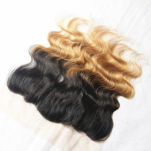 Luxury Brazilian Two Tone Honey Blonde Body Wave Ombre Hair Extensions + Frontal