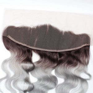 Luxury Body Wave Peruvian Dark Roots Grey 13x4 Lace Frontal 13x4 Virgin Hair 7A