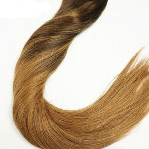 Luxury Clip In Human Hair Extensions #2/8 Balayage Ombre Straight 7pcs 120g