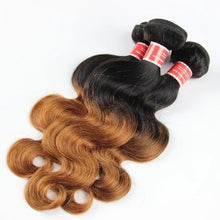 Load image into Gallery viewer, Luxury Body Wave Brazilian Auburn #30 Ombre Virgin Human Hair Extensions
