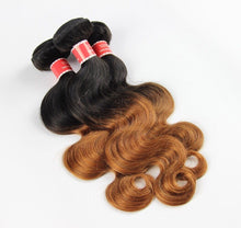 Load image into Gallery viewer, Luxury Body Wave Brazilian Auburn #30 Ombre Virgin Human Hair Extensions
