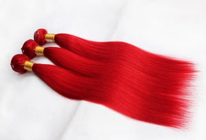 Luxury Peruvian Silky Straight Hot Red Virgin Human Hair Extensions Weave Weft