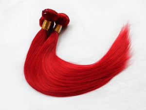 Luxury Peruvian Silky Straight Hot Red Virgin Human Hair Extensions Weave Weft