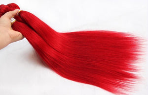 Luxury Peruvian Silky Straight Hot Red Virgin Human Hair Extensions Weave Weft