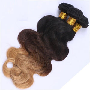 Luxury Brazilian Three Tone Blonde Body Wave Ombre Hair Extensions + Frontal