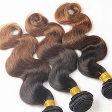 Load image into Gallery viewer, Luxury Brazilian Three Tone Ombre Auburn #30 Body Wave Hair Extensions + Frontal
