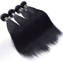 Load image into Gallery viewer, Luxury Jet Black #1 Silky Straight Peruvian Virgin Human Hair Extensions Weave
