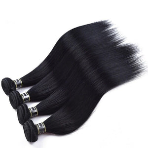 Luxury Jet Black #1 Silky Straight Peruvian Virgin Human Hair Extensions Weave
