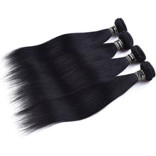 Load image into Gallery viewer, Luxury Jet Black #1 Silky Straight Peruvian Virgin Human Hair Extensions Weave
