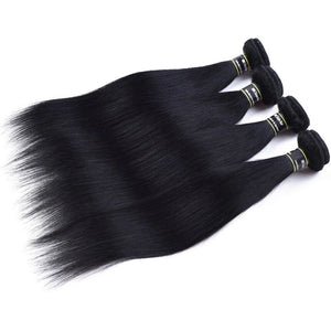 Luxury Jet Black #1 Silky Straight Peruvian Virgin Human Hair Extensions Weave