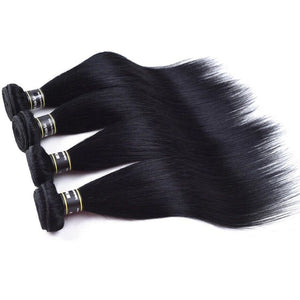 Luxury Jet Black #1 Silky Straight Peruvian Virgin Human Hair Extensions Weave