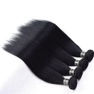 Luxury Jet Black #1 Silky Straight Peruvian Virgin Human Hair Extensions Weave