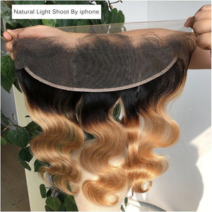 Luxury Body Wave Peruvian Honey Blonde #27 Dark Roots 13x4 Lace Frontal 13x4 10A