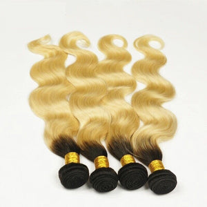 Luxury Dark Roots Brazilian Bleach Blonde #613 Body Wave Virgin Hair Extensions