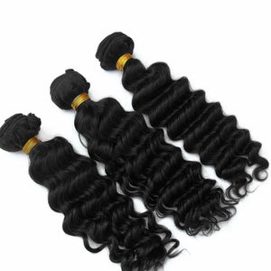 Luxury Deep Wave Brazilian Wavy Virgin Human Hair Extensions 7A Weave Weft