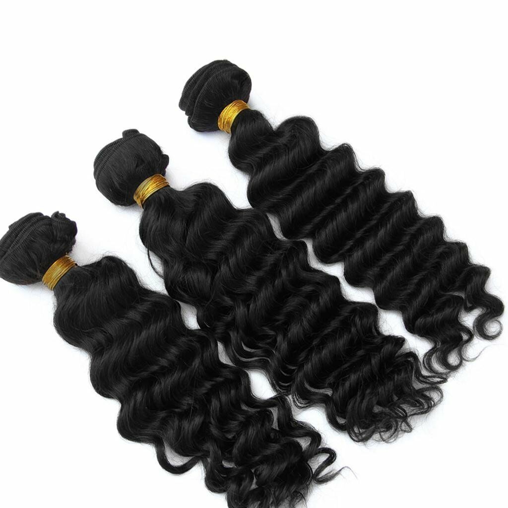 Luxury Deep Wave Brazilian Wavy Virgin Human Hair Extensions 7A Weave Weft