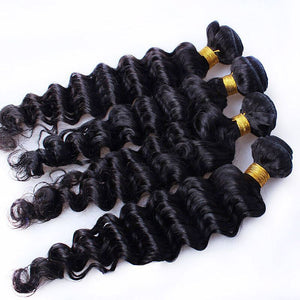 Luxury Deep Wave Brazilian Wavy Virgin Human Hair Extensions 7A Weave Weft