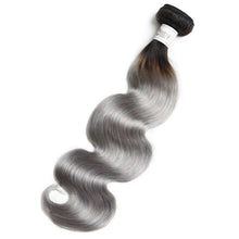 Load image into Gallery viewer, Luxury 100g Peruvian Human Hair Extensions #1b/Grey Silver Gray Ombre Body Wave

