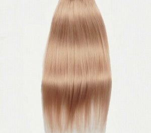 Luxury Clip In Human Hair Extensions Rose Gold Remy Straight Pink 7pcs 120g