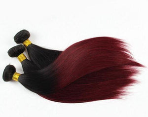 Luxury Straight Peruvian Burgundy Red Ombre #99J Virgin Human Hair Extensions