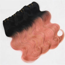 Load image into Gallery viewer, Luxury Peruvian Pink Rose Gold Ombre Body Wave Virgin Human Hair Extensions
