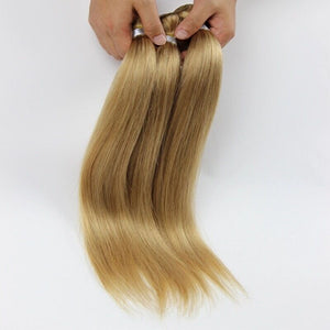 Luxury Brazilian Silky Straight Honey Blonde #27 Virgin Human Hair Extensions