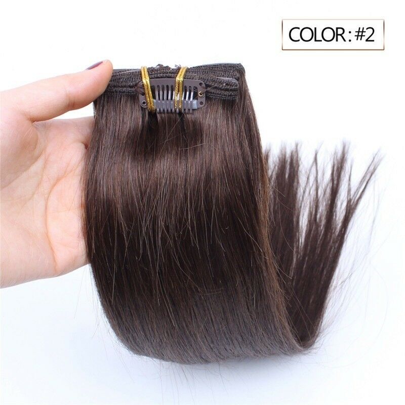 Luxury Clip In Human Hair Extensions #2 Dark Brown Remy Straight 7pcs 100g