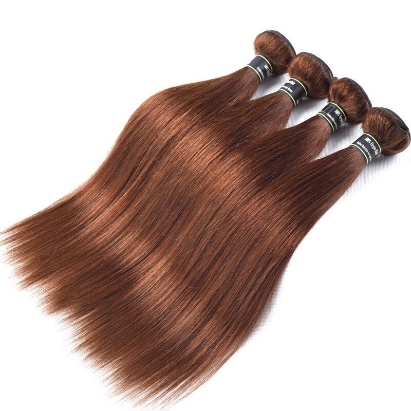 Luxury Straight Medium Chocolate Brown #4 Peruvian Virgin Human Hair Extensions