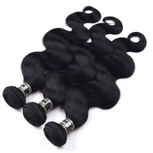 Load image into Gallery viewer, Luxury Jet Black Body Wave #1 Brazilian Virgin Human Hair Extensions 7A Weave
