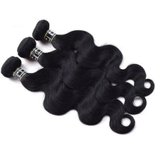 Load image into Gallery viewer, Luxury Jet Black Body Wave #1 Brazilian Virgin Human Hair Extensions 7A Weave
