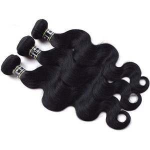 Luxury Jet Black Body Wave #1 Brazilian Virgin Human Hair Extensions 7A Weave