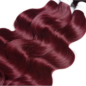 Luxury Peruvian Burgundy Red #99J Body Wave Virgin Human Hair Extensions 10A