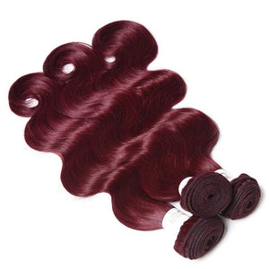 Luxury Peruvian Burgundy Red #99J Body Wave Virgin Human Hair Extensions 10A