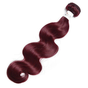 Luxury Peruvian Burgundy Red #99J Body Wave Virgin Human Hair Extensions 10A