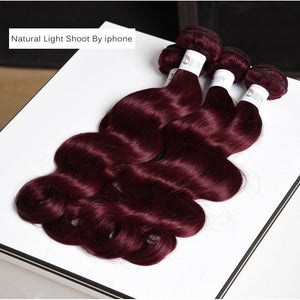 Luxury Peruvian Burgundy Red #99J Body Wave Virgin Human Hair Extensions 10A