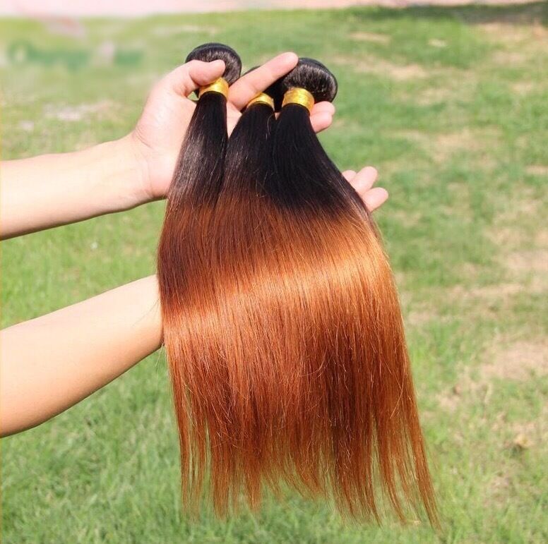 Luxury Silky Straight Brazilian Auburn #30 Ombre Virgin  display picture 1