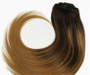 Luxury 100g Weft Human Hair Extensions #2/6 Balayage Ombre Dark Brown Straight