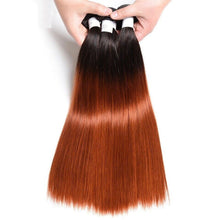 Load image into Gallery viewer, Luxury Peruvian #1b/350 Copper Red Straight Human Virgin Hair Extensions 10A
