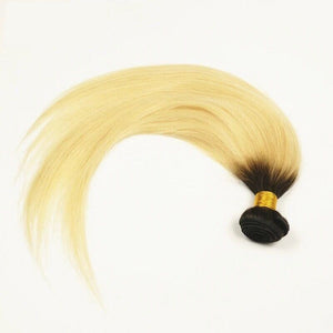 Luxury Dark Roots Peruvian Bleach Blonde #613 Straight Virgin Hair Extensions