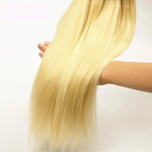 Load image into Gallery viewer, Luxury Dark Roots Peruvian Bleach Blonde #613 Straight Virgin Hair Extensions
