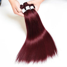 Load image into Gallery viewer, Luxury Peruvian Burgundy Red #99J Silky Straight Human Hair Extensions 10A
