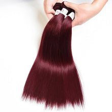 Load image into Gallery viewer, Luxury Peruvian Burgundy Red #99J Silky Straight Human Hair Extensions 10A
